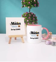 Maden Mühendisi Kupa Bardak Lacivert Dekoratif Taş Baskı (Model 3)