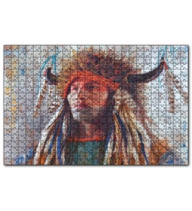 Cakapuzzle Kızılderili Erkek Savaşçı Görseli  Puzzle Yapboz MDF (Ahşap) (1000 Parça)