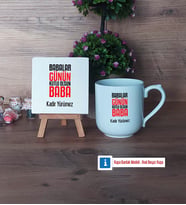 Babalar Günü Hediyesi Dekoratif Taş, Kupa Bardak Kırmızı Hediye Babaya Hediye (Model 4)