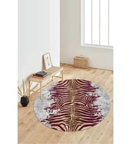 Dijital Baskılı Kaymaz Taban Yıkanabilir Yuvarlak Salon Halısı Koridor Halısı Paspas NDY-HT-1101 (Bordo)