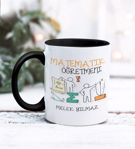 Matematik Öğretmeni Tasarımlı Kişiye Özel Kupa Bardak (Siyah)
