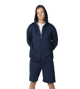 Erkek Kapüşonlu Fermuarlı Oversıze Sweatshırt Koyu Gri (İndigo)