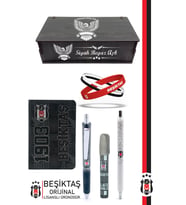 Beşiktaş Orijinal Lisanslı Premium Kalem Bileklik Bloknot Silgi Hediyelik Set (Siyah - Beyaz)