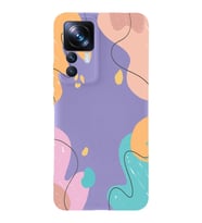 PrintiFy Xiaomi Mi 12T Pro Uyumlu Lansman Kılıf Karışık Renkler Tasarımlı İçi Kadife Kapak (Lila)
