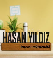 eJOYA Kişiye Özel Tasarım Doğal Ağaç Masaüstü İsimlik 111054 (Bordo)