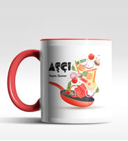 Kişiye Özel Aşçı Tasarımlı Siyah Kupa (Kırmızı-Beyaz)