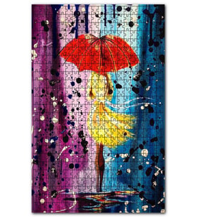 Cakapuzzle Yağlı Boya Yağmurdaki Kadın Resmi Görseli Puzzle Yapboz MDF (Ahşap) (1000 Parça)