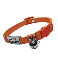 Güvenlik Kilitli isimli Kedi Tasması, isimlikli Kedi Tasması, Kedi Künyesi, Safety Click tasma (Turuncu)