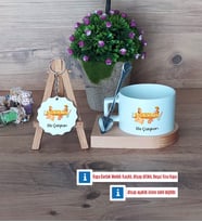 Arkeolog Kupa Bardak Kırmızı ve Ahşap Anahtarlık Hediye (Model 7)