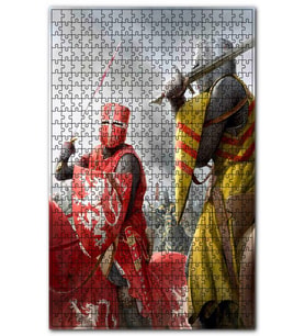 Cakapuzzle Savaş Meydanında Tam Zırhlı İki Şövalye Puzzle Yapboz MDF (Ahşap) (1000 Parça)