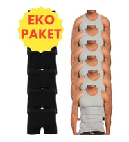 Tezzgelsin Eko Set 12'li Paket Erkek İç Çamaşır Seti 6 Adet Atlet 6 Adet (Gri-Sıyah) (Gri - Siyah)