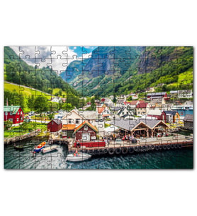 Cakapuzzle Norveç Alplerinde Göl Kenarındaki Kasaba Puzzle Yapboz MDF (Ahşap) (500 Parça)