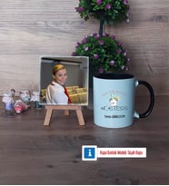 Hostes Fotoğraflı Dekoratif Taş, Kupa Bardak Beyaz Hediye (Model 11)