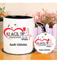 112 Acil Tıp Teknisyeni Kupa Bardak ve Anahtarlık Hediye Seti (Model 4)