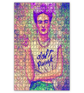 Cakapuzzle Frida Kahlo Çiçek Zeminli Çizim Puzzle Yapboz MDF (Ahşap) (500 Parça)