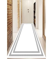 Dijital Baskılı Kaymaz Taban Yıkanabilir Modern Yolluk Ve Koridor Halısı NDU-HT-527 (Beyaz-Gri)