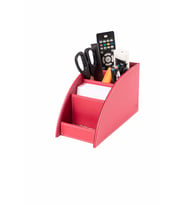 Masaüstü Deri Kalemlik Kumandalık Organizer 4 Gözlü Desktop Organizer Rainbow Vegan 10x21,5x12,5 cm (Fuşya)