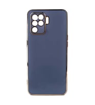 Oppo Reno 5 Lite Kılıf Kenarları Gold Kamera Korumalı Renkli Pastel Silikon Açık Yeşil BARK (Açık Mavi)