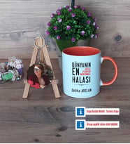 Halaya Hediye Kupa Bardak Beyaz ve Fotoğraflı Ahşap Anahtarlık Hediye (Model 13)