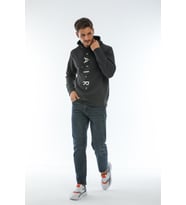 Süperlife Erkek Kapşonlu Regular Fit Air Baskılı İnce Sweatshirt SPR22SW162 (Antrasit)