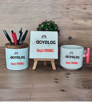 Odyolog Hediye Sepeti Kupa Bardak T Kulplu, Kalemlik ve Dekoratif Taş Tıp Bayramı Hediyesi (Model 4)