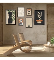 6'lı Ahşap Lamine Çerçeveli Mdf Tablo Seti Modern Vücut Silüeti (Siyah)