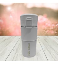 HEDİYESİBİZDEN KİŞİYE ÖZEL İSİM BASKILI PASLANMAZ ÇELİK SÜZGEÇLİ TERMOS MUG BARDAK 400 ML (Beyaz)