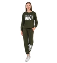 Vishenka Kadın Juicy Yazı Baskılı 2 İplik Gri Renk Sweatshirt Takım (Haki)