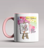 Kişiye Özel Resim Öğretmeni Tasarımlı Siyah Renk Kupa Bardak 2 (Pembe)