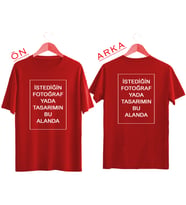BYVOL Kendin Tasarla T-shirt Kişiye Özel Tişört Baskılı Tshirt (ÖN+ARKA BASKI) (Kırmızı)