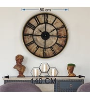 Markakanvas Altın(GOLD) Renk Metal Kasalı Eski Dünya Haritalı Duvar Saati (Çap 50 cm - 80 cm ) (Siyah)
