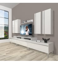 Decoraktiv Ekoflex 8d Mdf Krom Ayaklı Tv Ünitesi Tv Sehpası (Beyaz)
