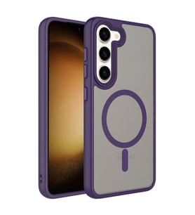 Galaxy S23 Plus Kılıf Mat Arka Yüzey Wireless Şarj Özellikli Flet Magsafe Kılıf (Koyu Mor)
