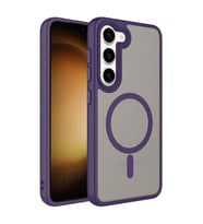 Galaxy S23 Plus Kılıf Mat Arka Yüzey Wireless Şarj Özellikli Flet Magsafe Kılıf (Koyu Mor)