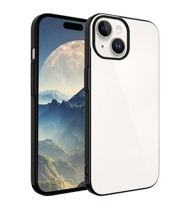 iPhone 15 Kılıf Sert PC Renkli Çerçeveli Riksos Kılıf (Siyah)
