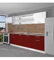 Decoraktiv Prestij 280 MDF Hazır Mutfak Dolabı - Tezgah Dahil - Parlak Beyaz (Bordo - Beyaz)
