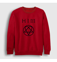 Presmono Unisex Beyaz Logo Him Sweatshirt 80919tt (Kırmızı)
