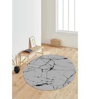 Dijital Baskılı Kaymaz Taban Yıkanabilir Yuvarlak Salon Halısı Koridor Halısı Paspas NDY-HT-419 (Gri)