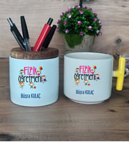 Fizik Öğretmeni Hediye Sepeti Kupa Bardak T Kulplu, Kalemlik Hediyeleri Öğretmenler Günü Hediyesi (Model 5)