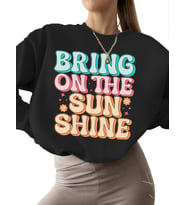 bisiklet yaka 3 iplik şardonlu kalın Bej erkek Bring on sunshine yaz retro plaj tişörtü Baskılı (Siyah)