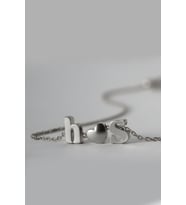 Papatya Silver 925 Ayar Gümüş Üç Boyutlu İki Harf Bir Kalp Kolye (Rodyum)