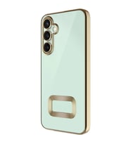 Galaxy S24 Kılıf Kamera Korumalı Logo Gösteren Omega Kılıf (Gold)