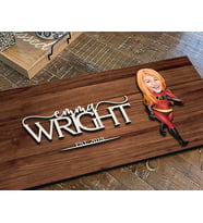BK Gift Kişiye Özel Süper Kadın Karikatürlü Kabartma Figürlü Ahşap Tablo, Duvar Dekoru, Arkadaşa Hediye, Özel Tasarım Ev Hediyesi-1 (Ceviz)