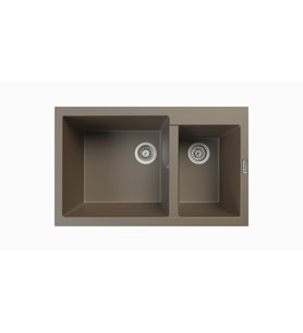 POLEX Cristalüx Granit Eviye P-1,75 1,5 Gözlü Tezgah Altı Ve Tezgah Üstü Mutfak Evyesi 81x50,5cm (TOPRAK-KAHVE)