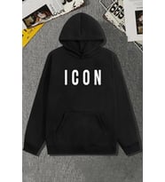 Unisex Icon Baskılı Sweatshirt (Siyah)