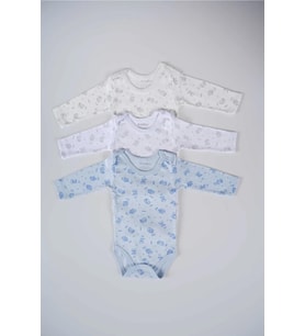 BABYTOO 3'LÜ KARIŞIK DESENLİ UZUN KOLLU BEBEK ÇITÇITLI BADİ (Mavi - Beyaz) (MAVI-BEYAZ)