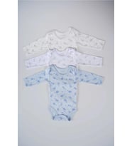 BABYTOO 3'LÜ KARIŞIK DESENLİ UZUN KOLLU BEBEK ÇITÇITLI BADİ (Mavi - Beyaz) (MAVI-BEYAZ)