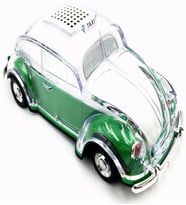 Radyolu Işıklı Nostaljik Volkswagen Araba Bluetooth Hoparlör FM AUX TF Destekli Speaker (Yeşil)