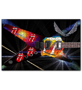 Cakapuzzle Elektrogitar Kırmızı Dudaklar ve Dil  Puzzle Yapboz MDF (Ahşap) (1000 Parça)