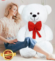 PANDAMKEE 140 cm Kırmızı Papyonlu Ayıcık (Beyaz)